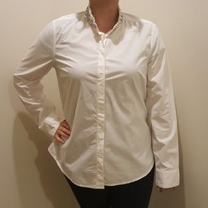 White Rhinestone collar shirt